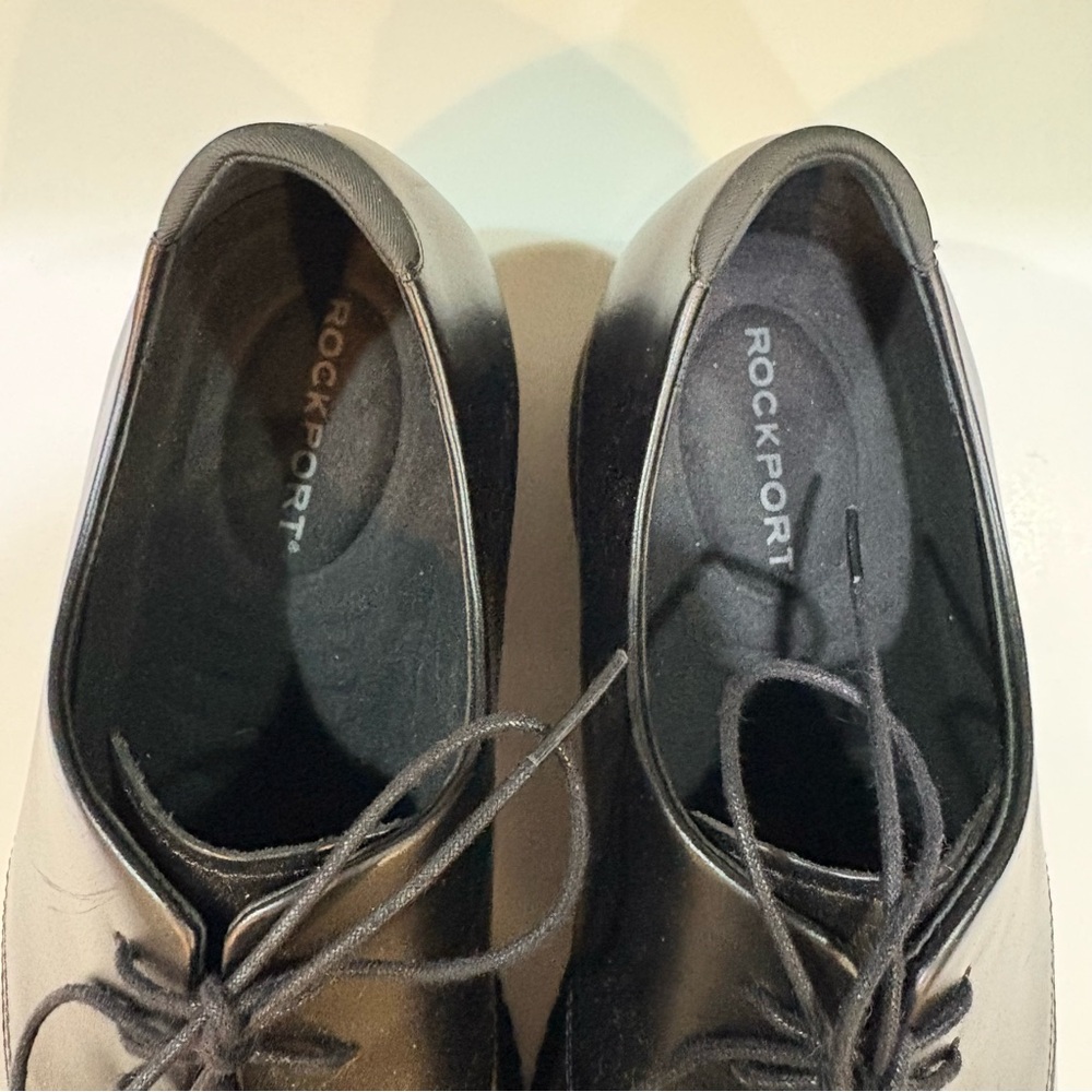 Rockport Black Leather Oxfords Size 9.5 - Picture 7 of 10